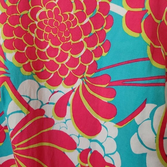 💥448 London Times Lizzy Sleeveless Geo Peonies Cotton Shift Dress - Picture 10 of 10